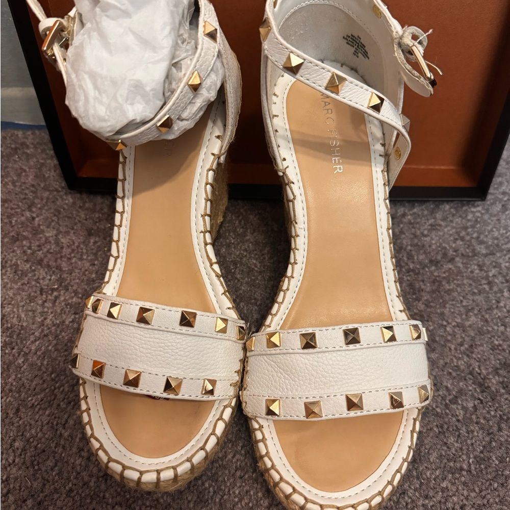 White studded wedges